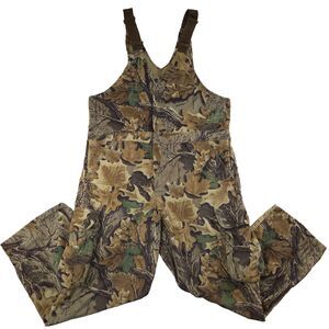 VTG Pella Rugged Outdoor Clothing Bib Overalls XL Reg Real Tree Camo Hunting